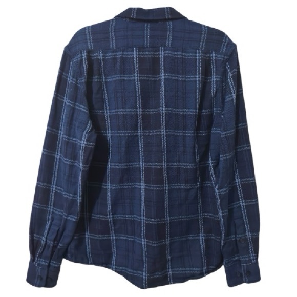 The Normal Brand Mountain Overshirt in Indigo Plaid Button Down Shirt - Picture 2 of 8
